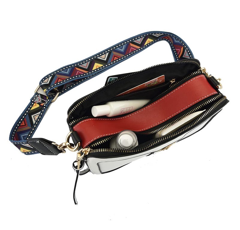 Beatfull Designer Crossbody Bag Bee Shoulder Purse for Women Trendy Wide Strap Camera Clutch PU Leather Handbag White - Image 4